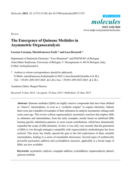 The Emergence of Quinone Methides in Asymmetric Organocatalysis
