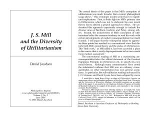 J. S. Mill and the Diversity of Utilitarianism