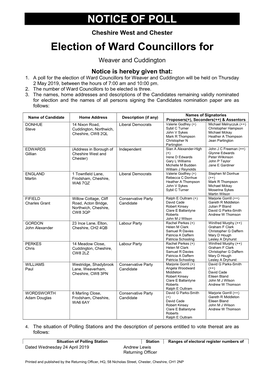 NOTICE of POLL Election of Ward Councillors