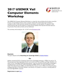2017 USENIX Vail Computer Elements Workshop