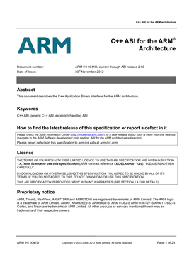 C++ ABI for the ARM Architecture