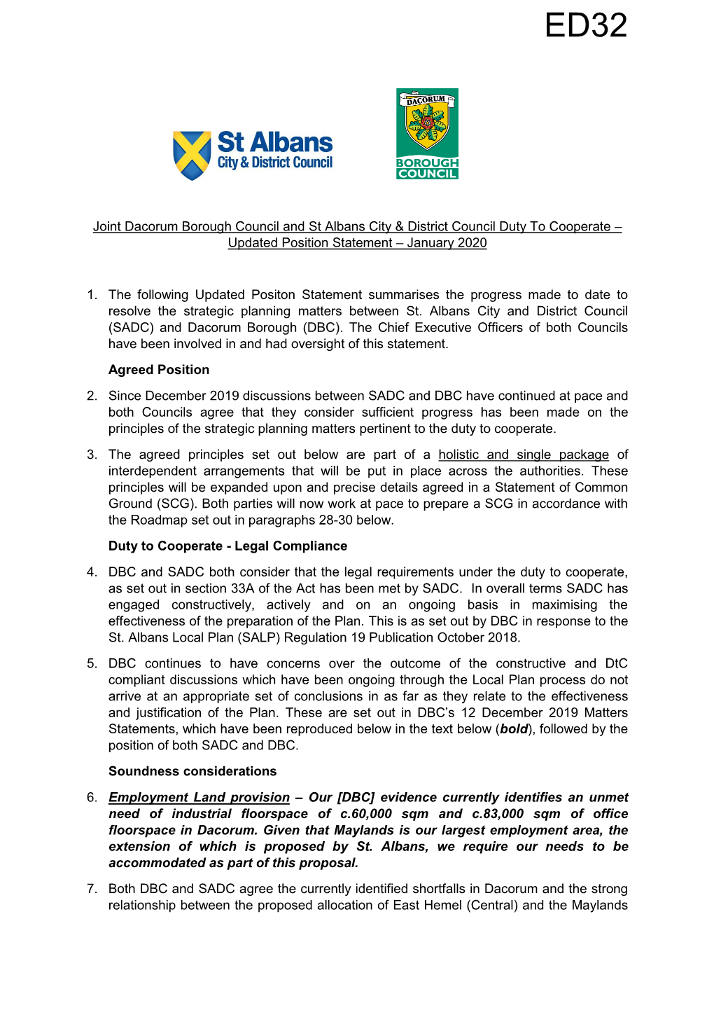 Joint Dacorum Borough Council and St Albans City & District Council