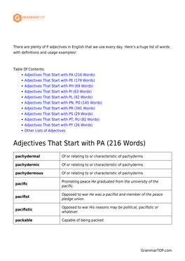 Adjectives That Start with P