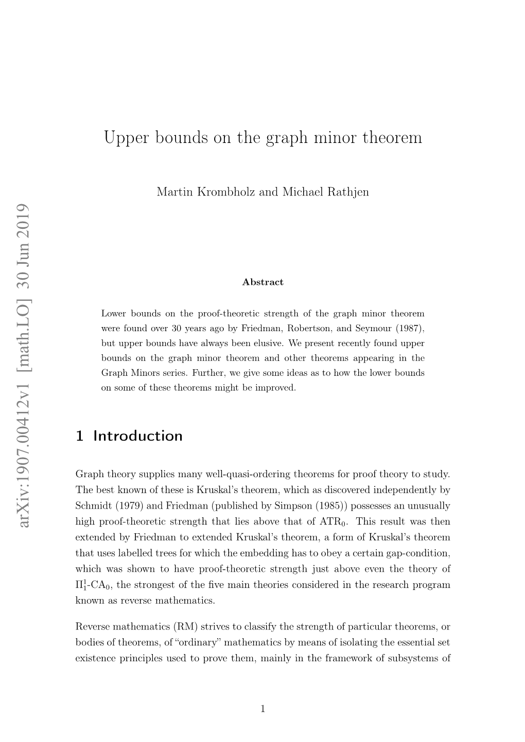 Upper Bounds on the Graph Minor Theorem