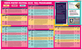 Verve Poetry Festival 2020 Full Programme