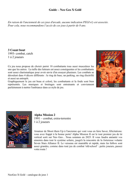 Catalogue De Jeux 1 Art of Fighting 1994 – Combat 1 À 2 Joueurs