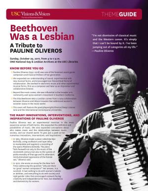 Beethoven Was a Lesbian a Tribute to Pauline Oliveros