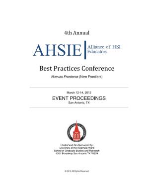 4Th Annual AHSIE Conference