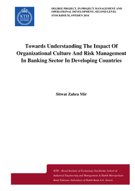 Towards Understanding the Impact of Organizational Culture and Risk Management in Banking Sector in Developing Countries