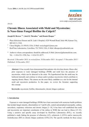 Chronic Illness Associated with Mold and Mycotoxins: Is Naso-Sinus Fungal Biofilm the Culprit?