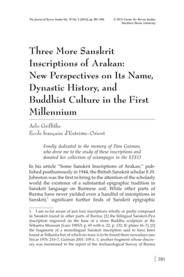 Three More Sanskrit Inscriptions of Arakan: New