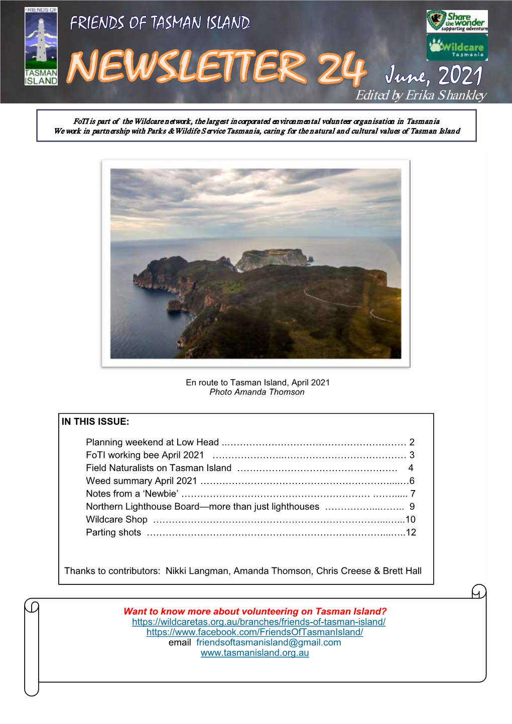 FRIENDS of TASMAN ISLAND NEWSLETTER No. 14 MAY, 2015