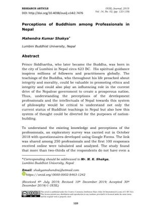 Perceptions of Buddhism Among Professionals in Nepal Abstract