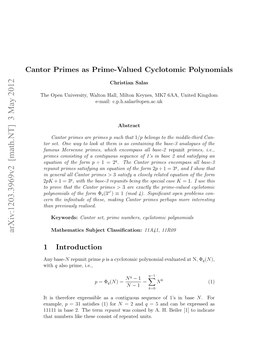 Cantor Primes As Prime-Valued Cyclotomic Polynomials