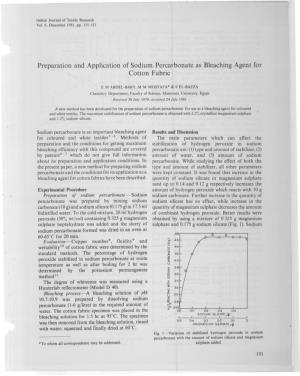 Preparation and Application of Sodium Percarbonate As Bleaching Agent for Cotton Fabric