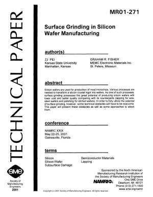 Surface Grinding in Silicon Wafer Manufacturing
