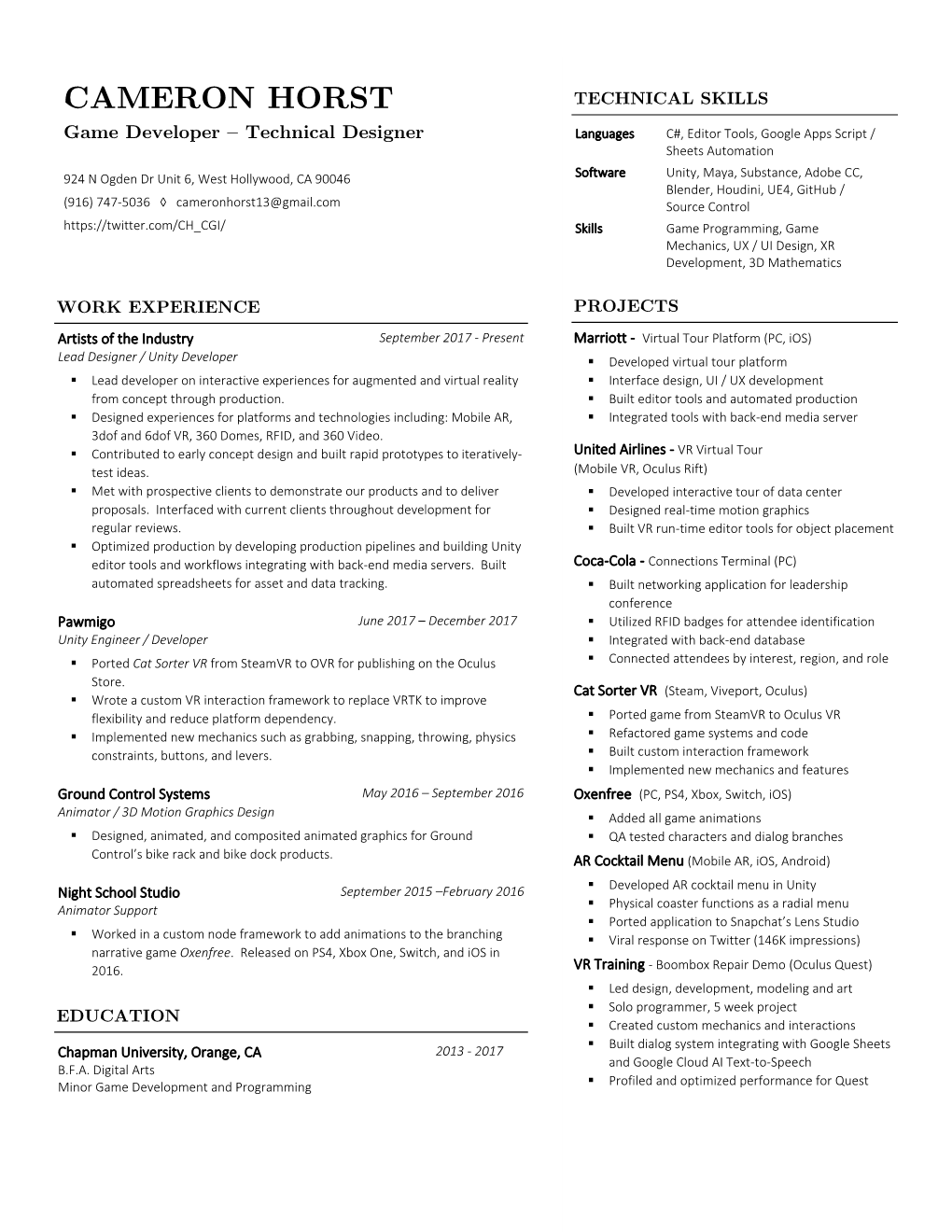 Chorst Resume 2020.Pdf