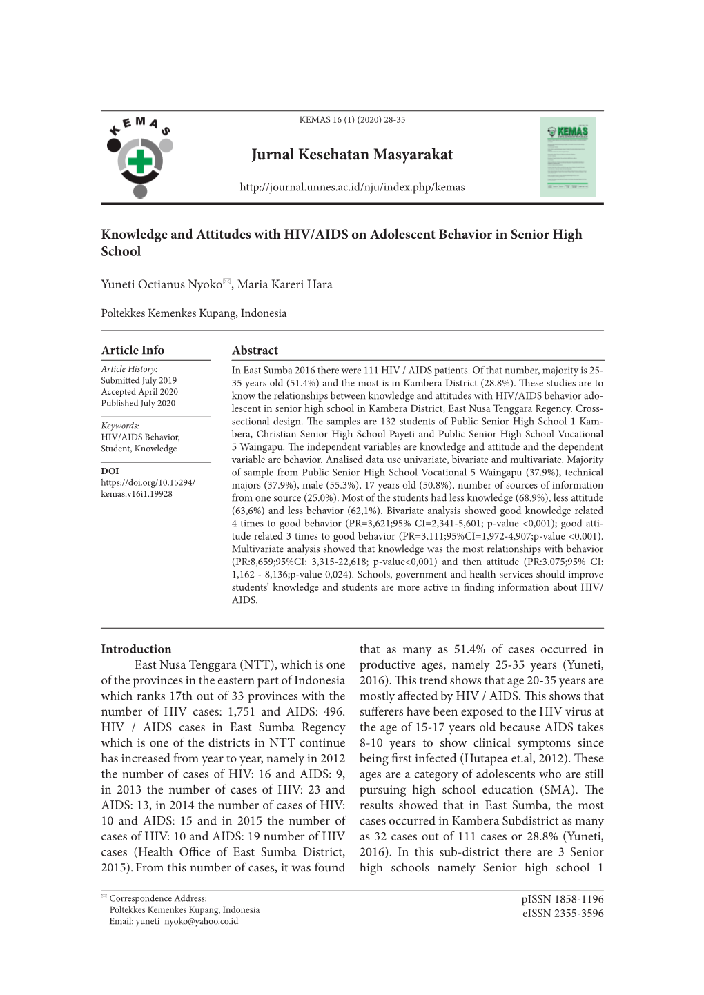 Jurnal Kesehatan Masyarakat