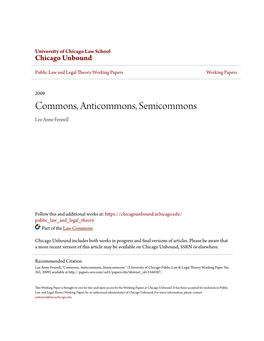 Commons, Anticommons, Semicommons Lee Anne Fennell