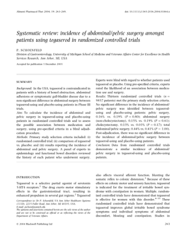 Incidence of Abdominal/Pelvic Surgery Amongst Patients Using Tegaserod in Randomized Controlled Trials