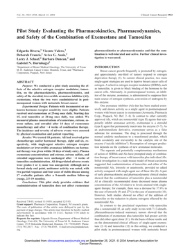 Pilot Study Evaluating the Pharmacokinetics, Pharmacodynamics, and Safety of the Combination of Exemestane and Tamoxifen