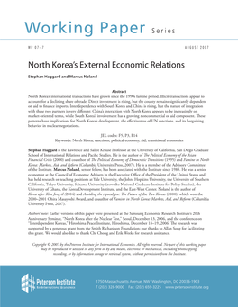 North Korea's External Economic Relations