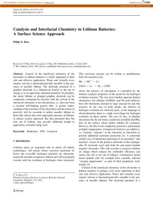 Catalysis and Interfacial Chemistry in Lithium Batteries: a Surface Science Approach