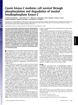 Casein Kinase-2 Mediates Cell Survival Through Phosphorylation and Degradation of Inositol Hexakisphosphate Kinase-2
