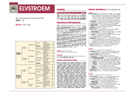 ELVSTROEM CARRIÈRE ORIGINE MATERNELLE : 22-B (Female Line) Année Age Cses Vict