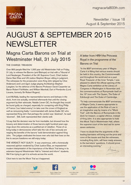 August & September 2015 Newsletter