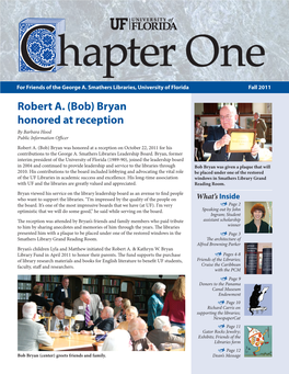 (Bob) Bryan Honored at Reception by Barbara Hood Public Information Officer Robert A