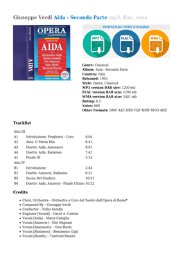 Giuseppe Verdi Aida - Seconda Parte Mp3, Flac, Wma