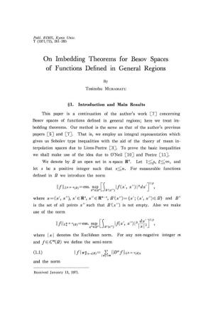 On Imbedding Theorems for Besov Spaces of Functions Defined in General Regions