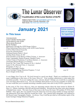 January 2021 Click on Images in This Issue for Hyperlinks