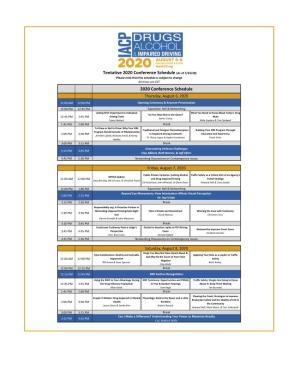 2020 DAID Conference Tentative Schedule and Agenda Online