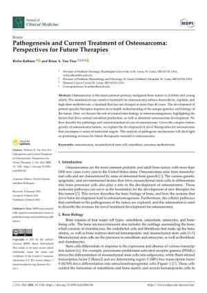 Pathogenesis and Current Treatment of Osteosarcoma: Perspectives for Future Therapies