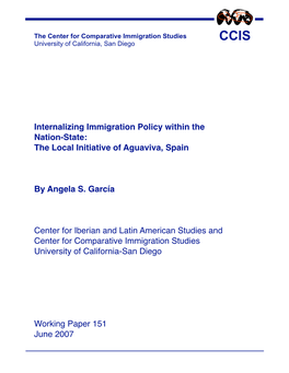 Internalizing Immigration Policy Within the Nation-State: the Local Initiative of Aguaviva, Spain