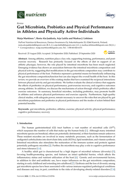 Gut Microbiota, Probiotics and Physical Performance in Athletes and Physically Active Individuals