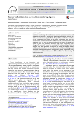 A Review on Fault Detection and Condition Monitoring of Power Transformer