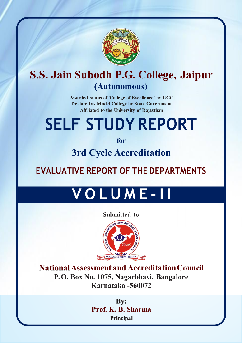 SELF STUDY REPORT for 3Rd Cycle Accreditation