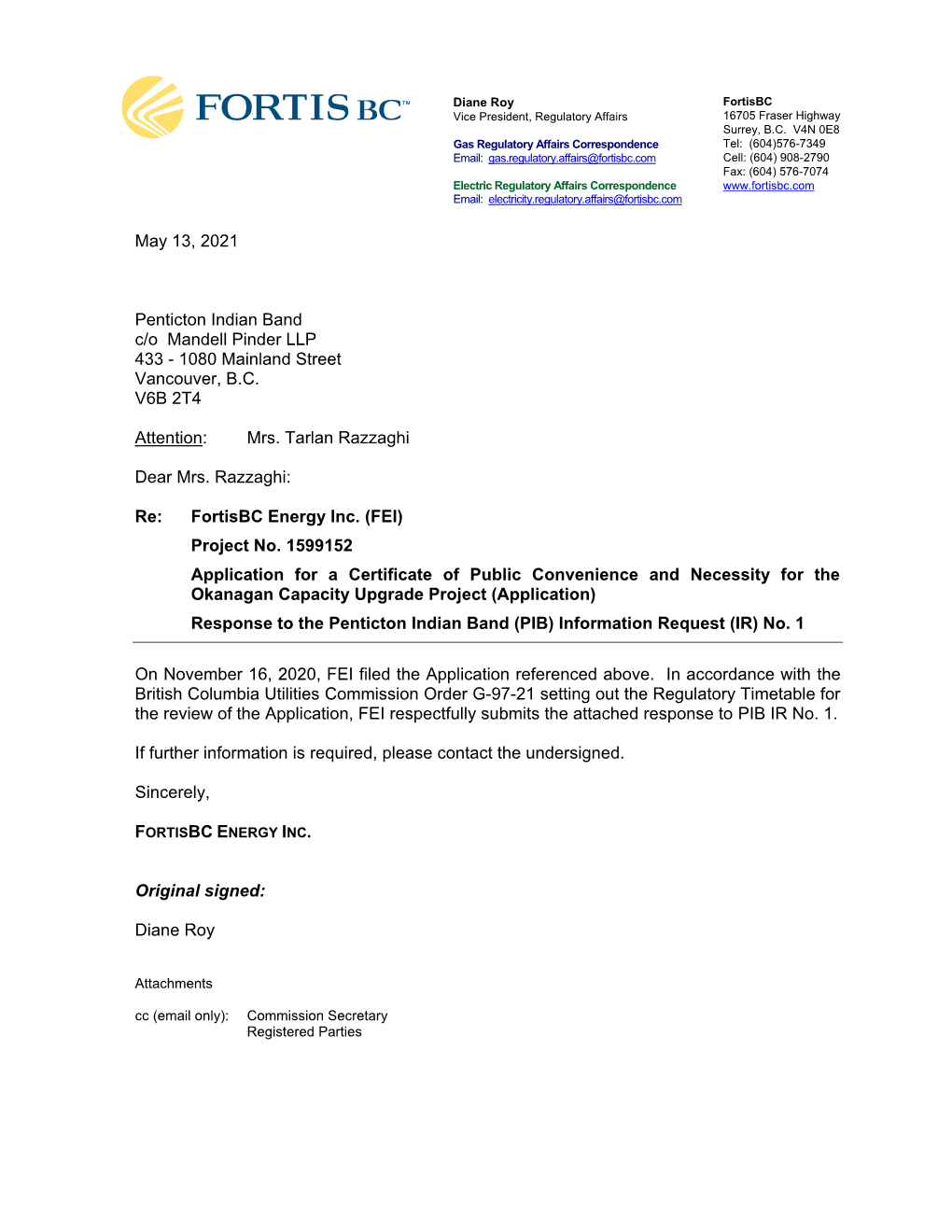 FEI OCU CPCN PIB IR1 Response