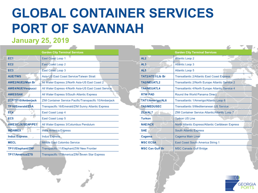 GLOBAL CONTAINER SERVICES PORT of SAVANNAH January 25, 2019