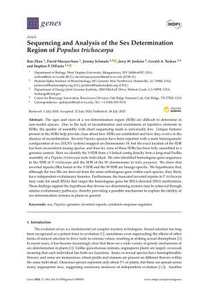 Sequencing and Analysis of the Sex Determination Region of Populus Trichocarpa