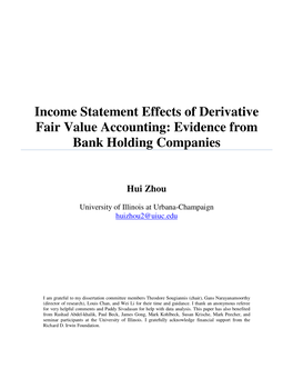 Income Statement Effects of Derivative Fair Value Accounting: Evidence from Bank Holding Companies