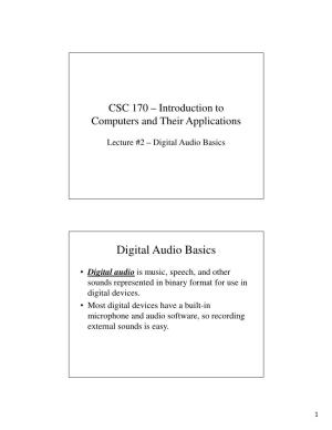 Lecture #2 – Digital Audio Basics