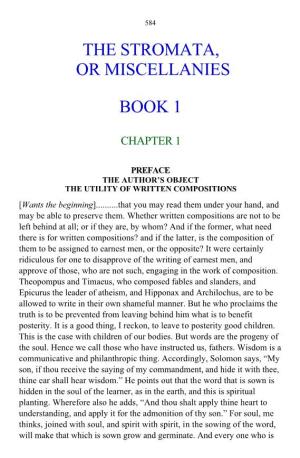 The Stromata, Or Miscellanies Book 1