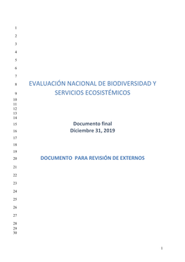 Evaluación Nacional De Biodiversidad Y Servicios
