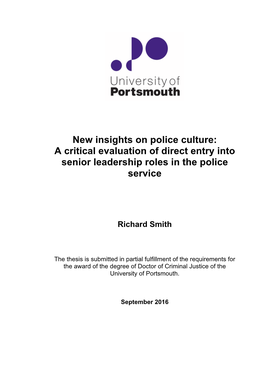 A Critical Evaluation of Direct Entry Into Senior Leadership Roles in the Police Service