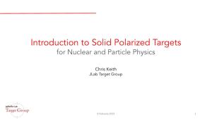 Introduction to Solid Polarized Targets for Nuclear and Particle Physics