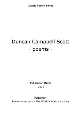 Duncan Campbell Scott - Poems